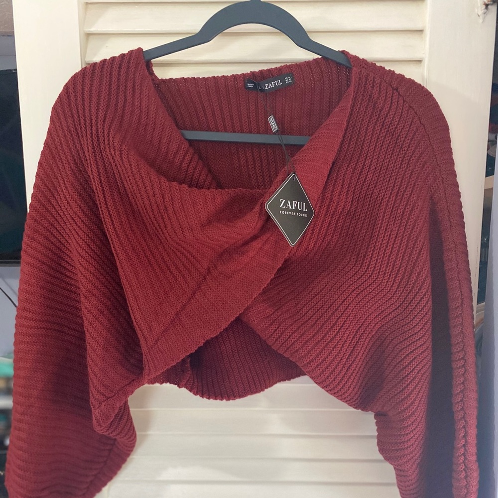 Zaful Maroon Crop Sweater